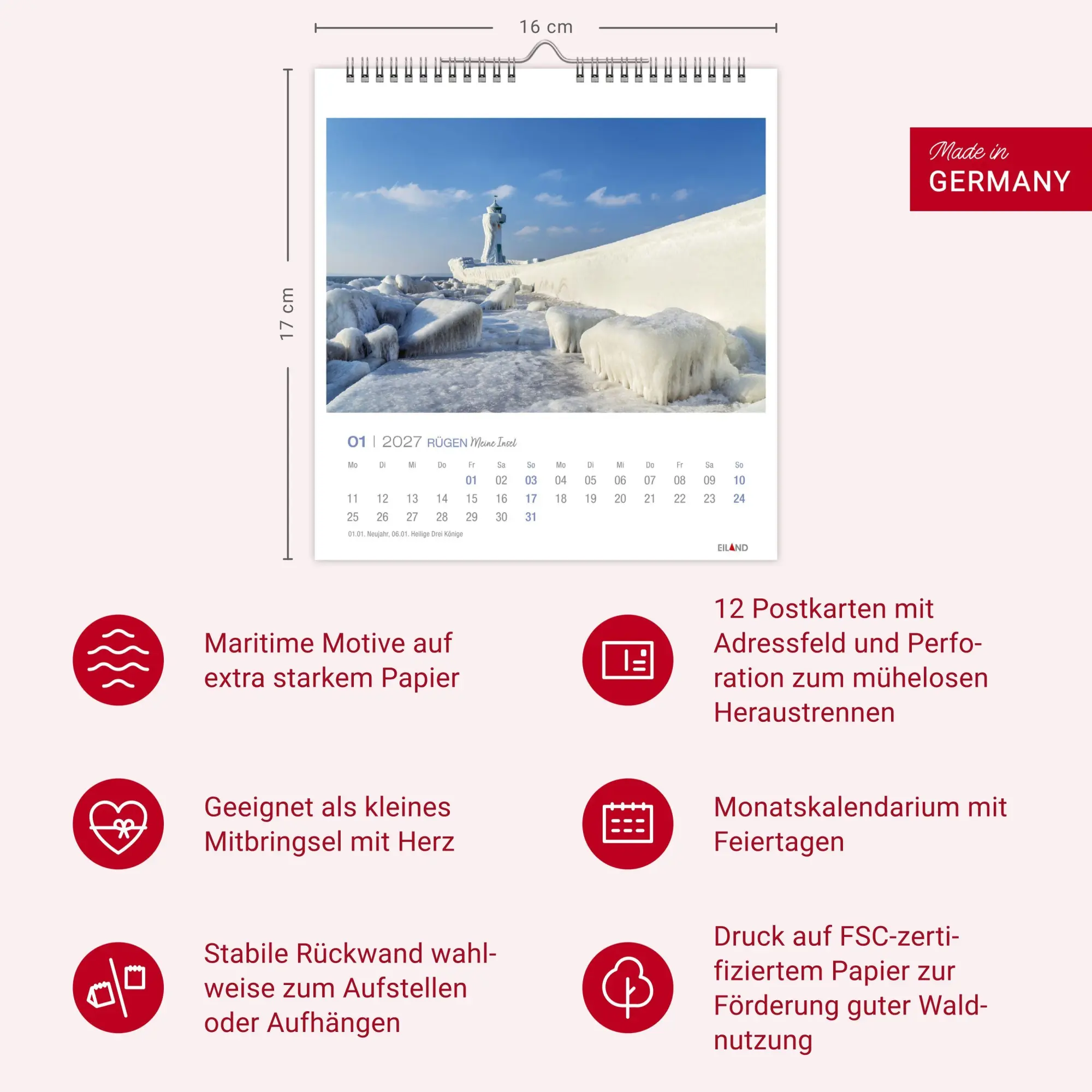 Bild: 9783964024312 | Rügen Postkartenkalender 2027 - Meine Insel | Eiland | Kalender | 2027