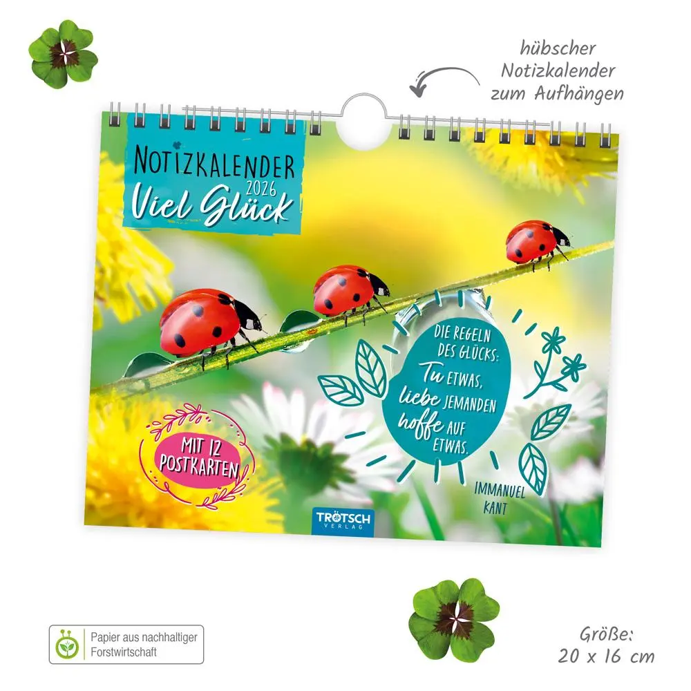 Bild: 9783988024312 | Trötsch Notizkalender Querformat Notizkalender Viel Glück 2026 mit...