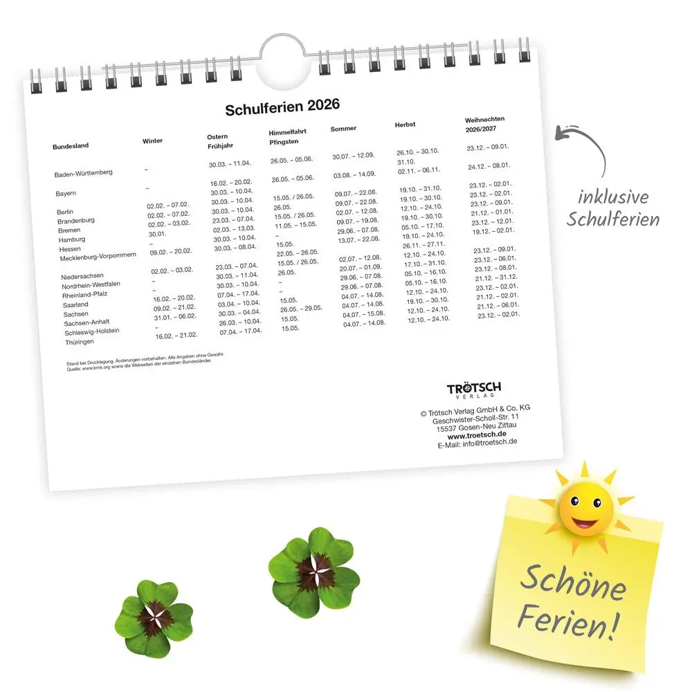 Bild: 9783988024312 | Trötsch Notizkalender Querformat Notizkalender Viel Glück 2026 mit...