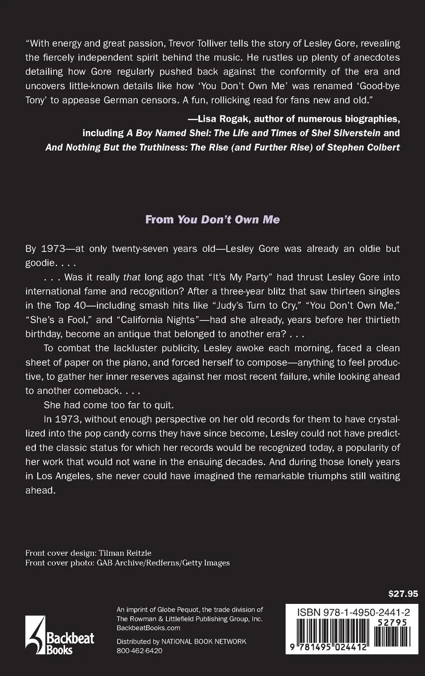 Rückseite: 9781495024412 | You Don't Own Me | The Life and Times of Lesley Gore | Trevor Tolliver