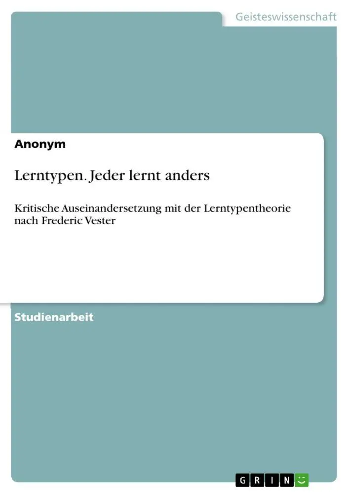 Cover: 9783389134412 | Lerntypen. Jeder lernt anders | Anonymous | Taschenbuch | 20 S. | 2025