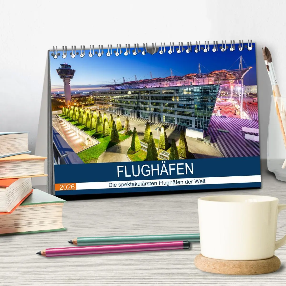 Bild: 9783457684412 | FLUGHÄFEN (Tischkalender 2026 DIN A5 quer), CALVENDO Monatskalender