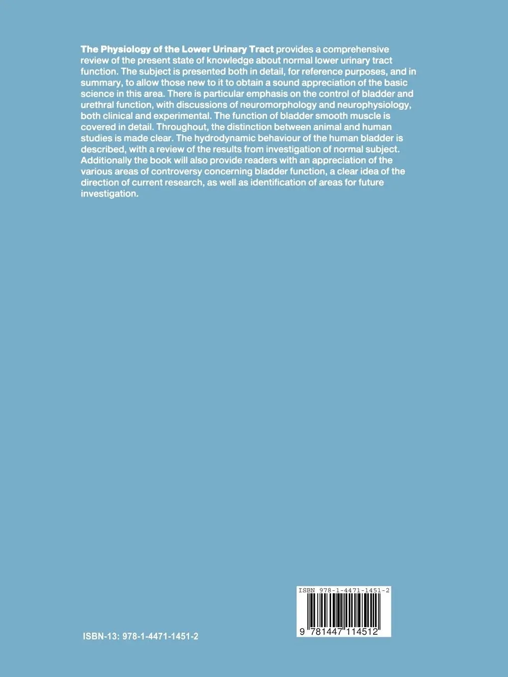Rückseite: 9781447114512 | The Physiology of the Lower Urinary Tract | Morrison (u. a.) | Buch