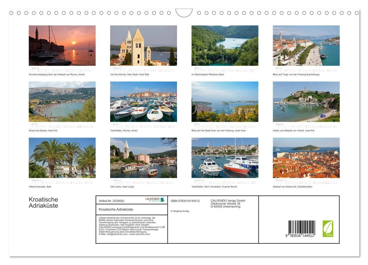 Bild: 9783516144512 | Kroatische Adriaküste (Wandkalender 2026 DIN A3 quer), CALVENDO...