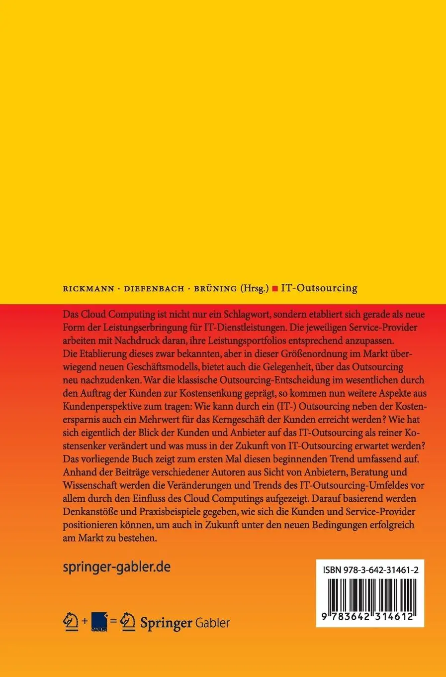 Rückseite: 9783642314612 | IT-Outsourcing | Hagen Rickmann (u. a.) | Buch | viii | Deutsch | 2012