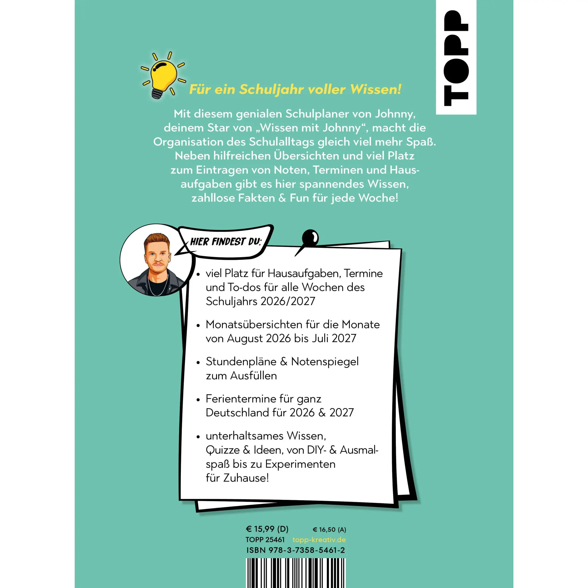 Bild: 9783735854612 | Wissen mit Johnny: Schulplaner 2026/2027 | Wissen mit Johnny | Buch