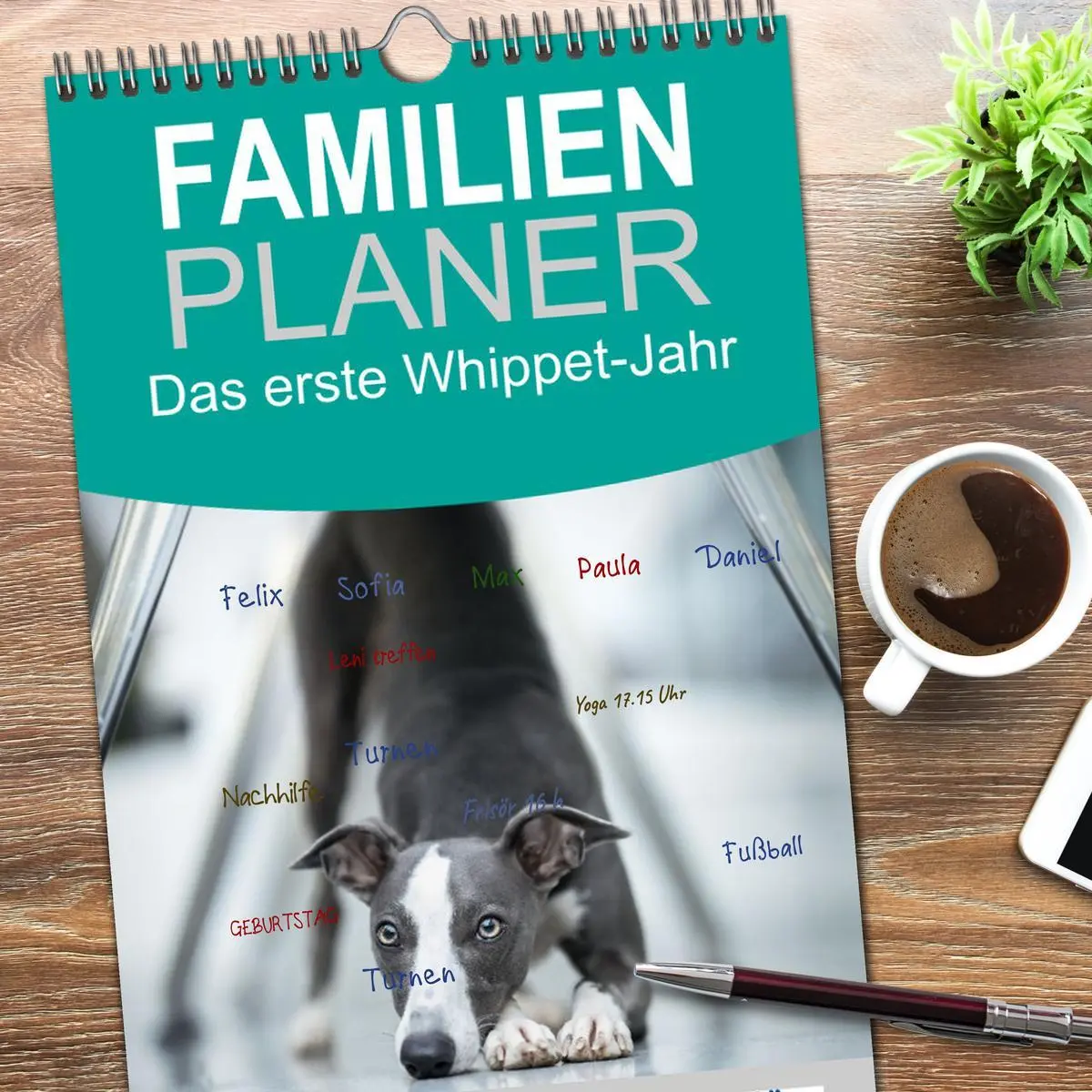 Bild: 9783516504712 | Familienplaner 2026 - Das erste Whippet-Jahr mit 5 Spalten...