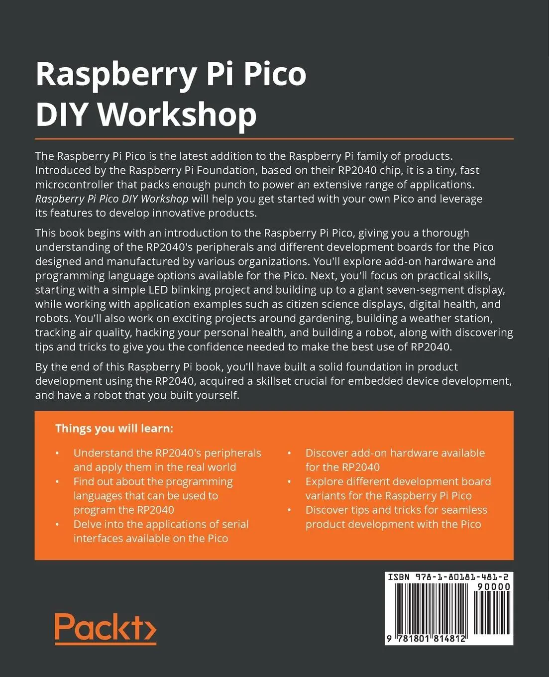 Rückseite: 9781801814812 | Raspberry Pi Pico DIY Workshop | Sai Yamanoor (u. a.) | Taschenbuch