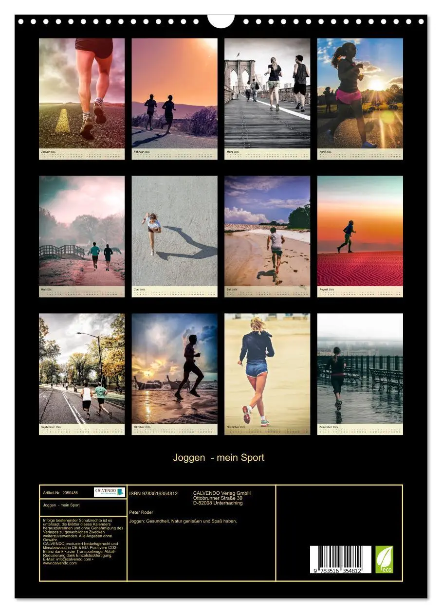 Bild: 9783516354812 | Joggen - mein Sport (Wandkalender 2026 DIN A3 hoch), CALVENDO...
