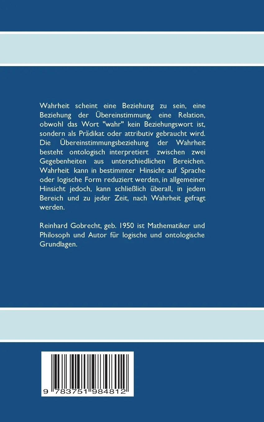 Rückseite: 9783751984812 | Wahrheit und Beziehung: Korrespondenz zwischen Bereichen | Gobrecht