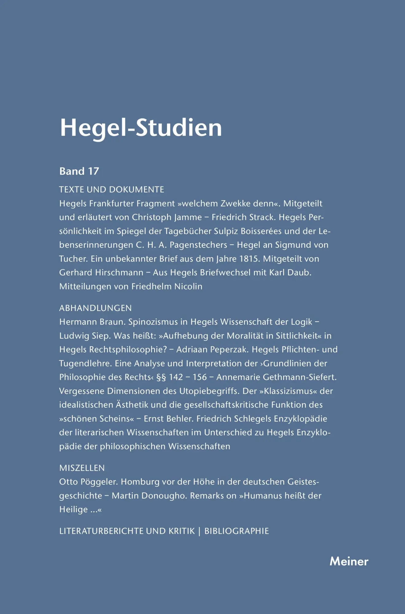 Hegel-Studien / Hegel-Studien Band 17 (1982)