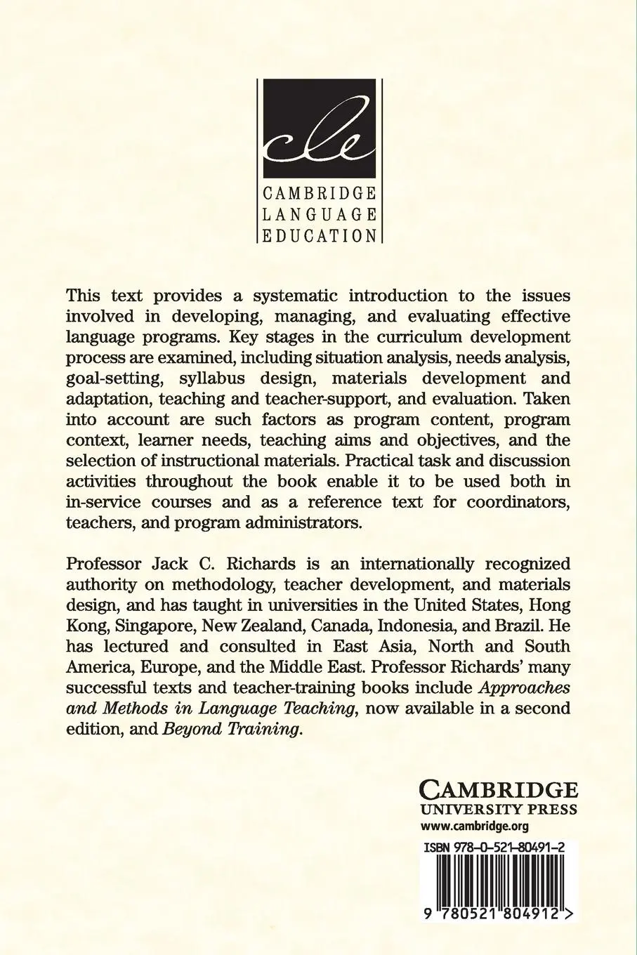 Rückseite: 9780521804912 | Curriculum Development in Language Teaching | Jack C. Richards | Buch
