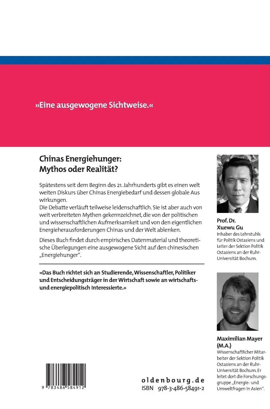 Rückseite: 9783486584912 | Chinas Energiehunger: Mythos oder Realität? | Maximilian Mayer (u. a.)