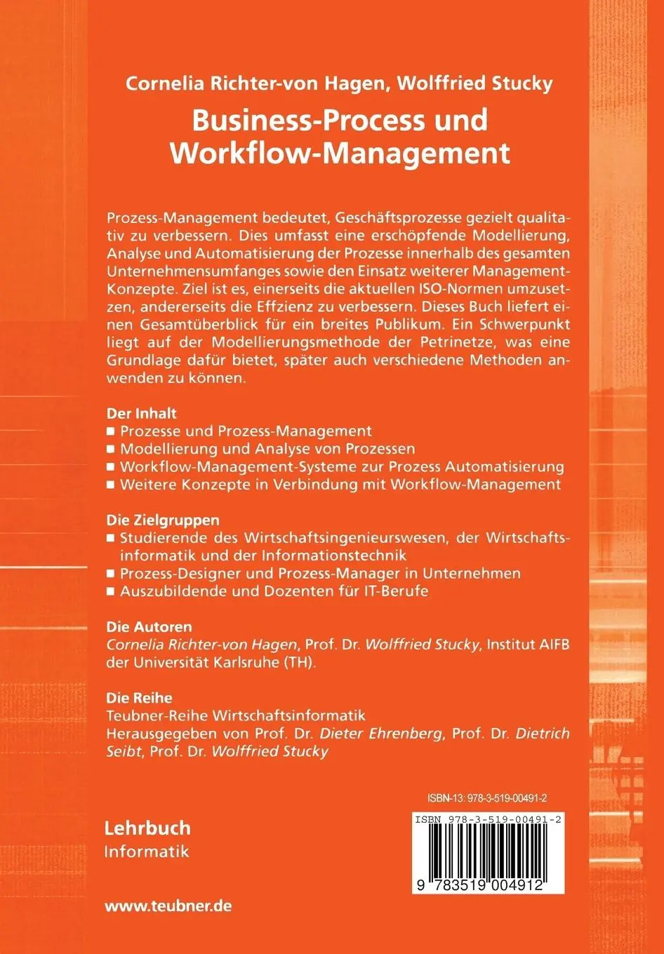 Rückseite: 9783519004912 | Business-Process- und Workflow-Management | Wolffried Stucky (u. a.)