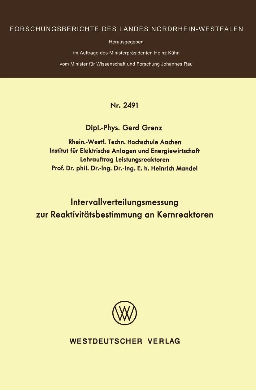 Cover: 9783531024912 | Intervallverteilungsmessung zur Reaktivitätsbestimmung an...