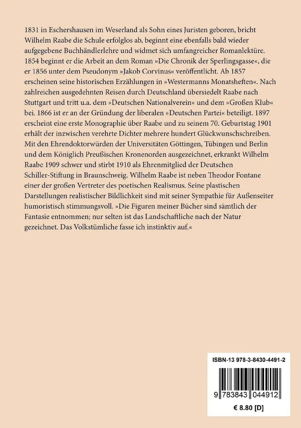 Rückseite: 9783843044912 | Hastenbeck | Eine Erzählung | Wilhelm Raabe | Taschenbuch | 164 S.