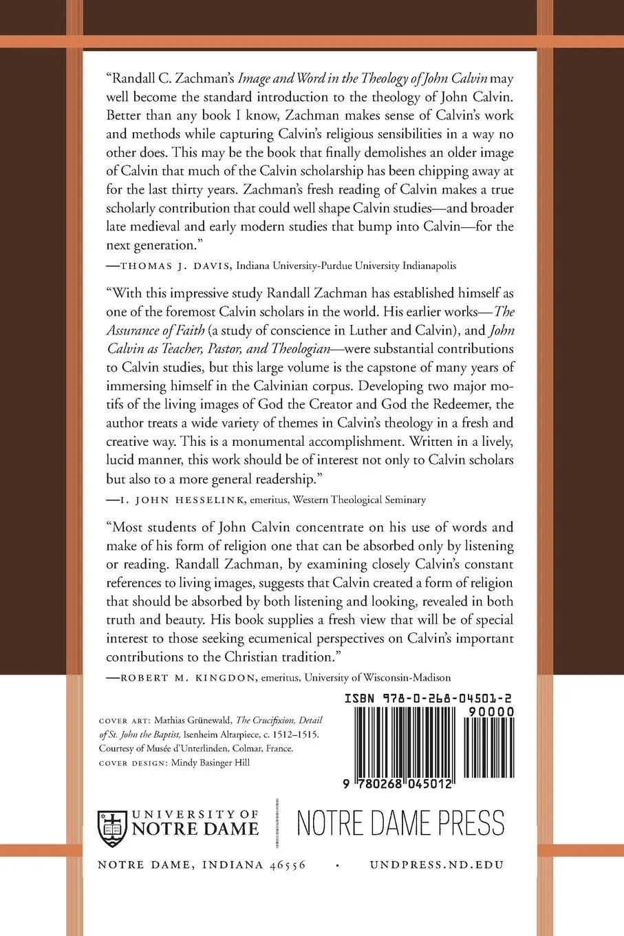 Rückseite: 9780268045012 | Image and Word in the Theology of John Calvin | Randall C. Zachman