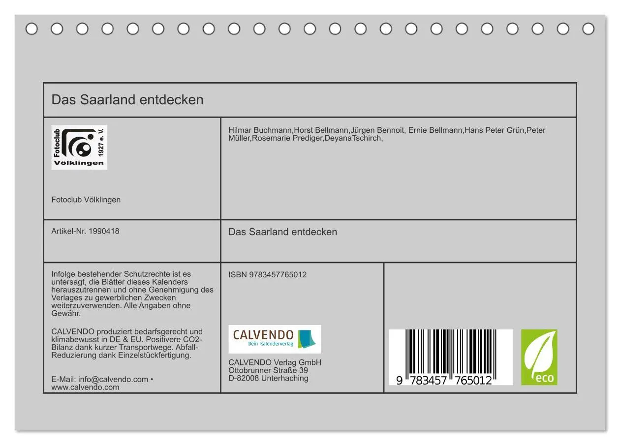 Bild: 9783457765012 | Das Saarland entdecken (Tischkalender 2026 DIN A5 quer), CALVENDO...
