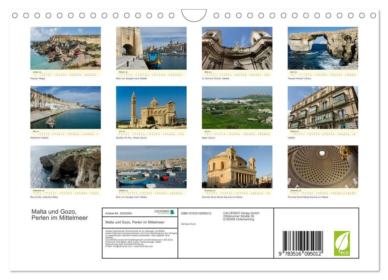 Bild: 9783516095012 | Malta und Gozo, Perlen im Mittelmeer (Wandkalender 2026 DIN A4...