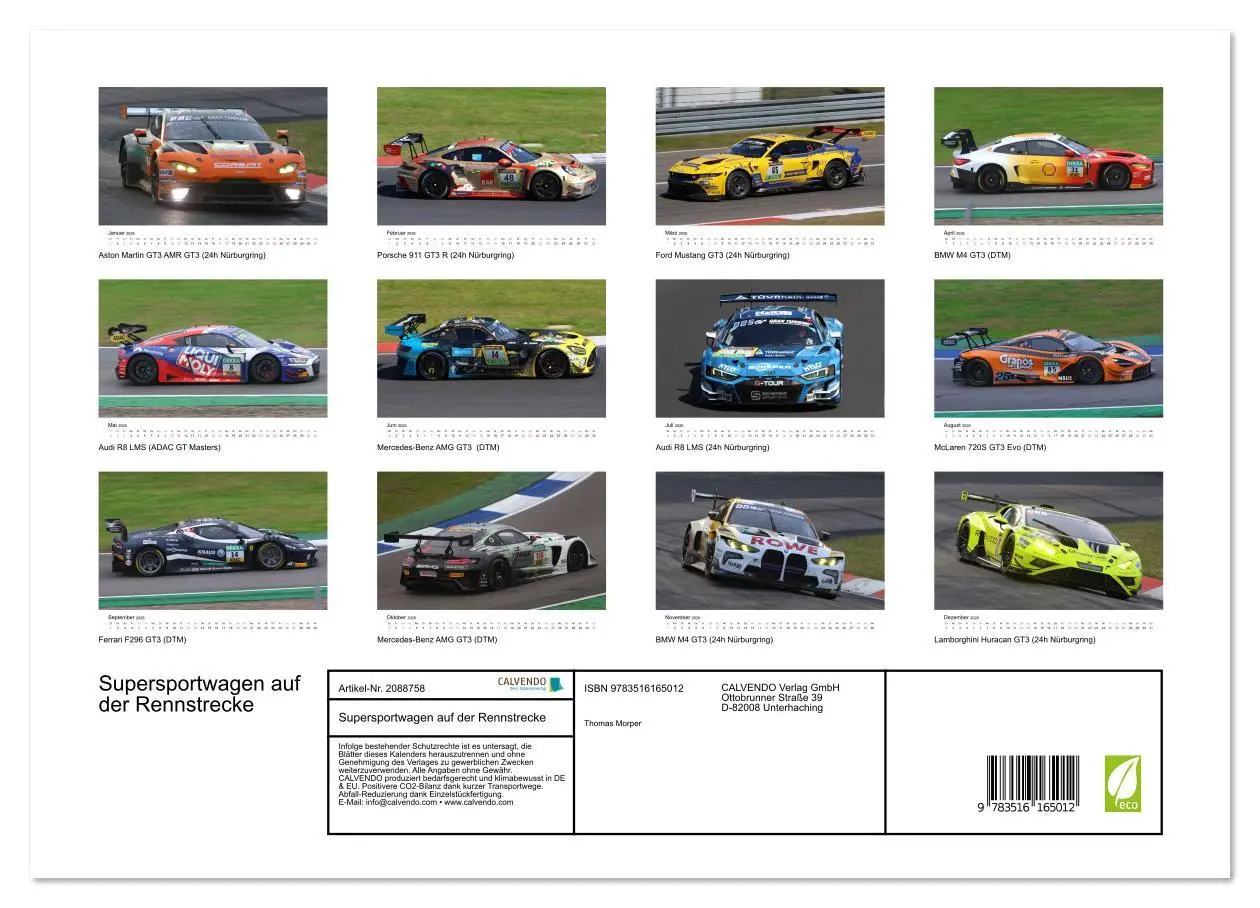 Bild: 9783516165012 | Supersportwagen auf der Rennstrecke (Wandkalender 2026 DIN A3...