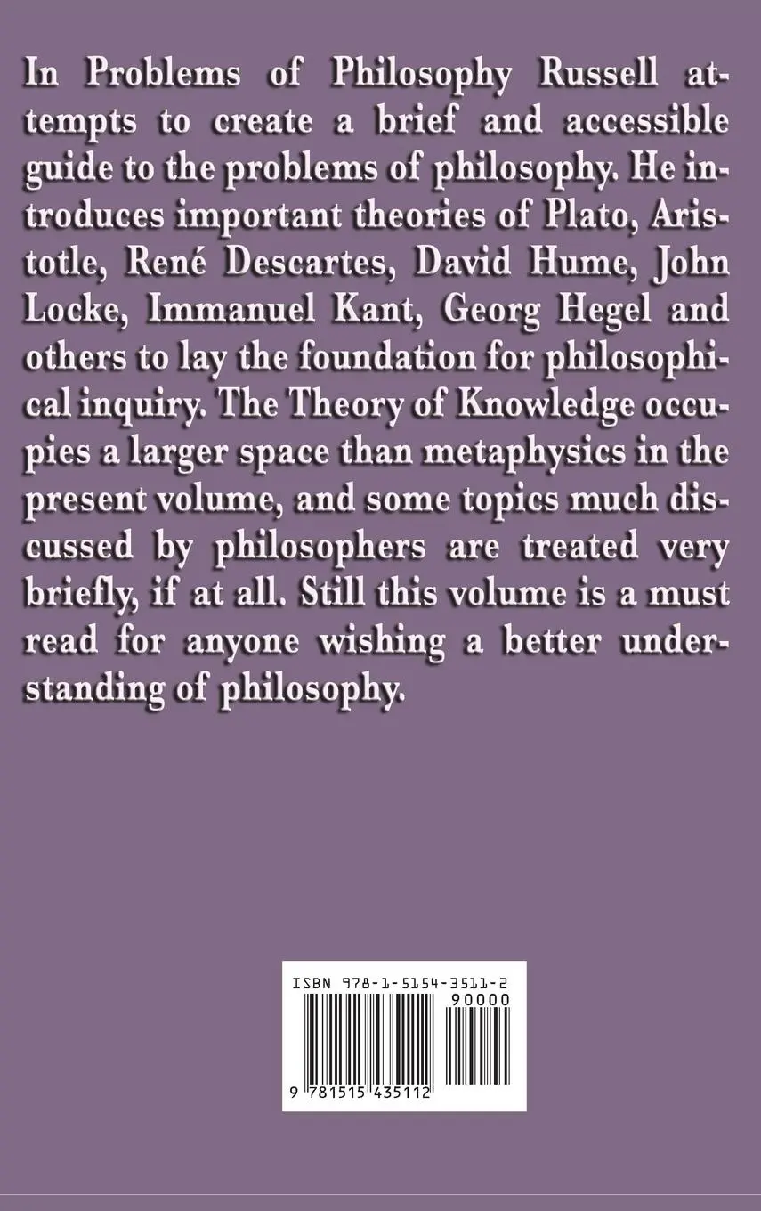 Rückseite: 9781515435112 | The Problems of Philosophy | Bertrand Russell | Buch | Englisch | 2018