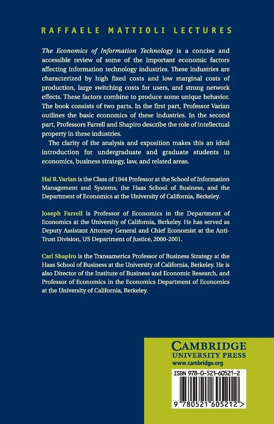 Rückseite: 9780521605212 | The Economics of Information Technology | Hal R. Varian (u. a.) | Buch