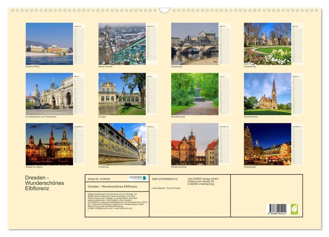 Bild: 9783569925212 | Dresden - Wunderschönes Elbflorenz (Wandkalender 2027 DIN A2 quer),...