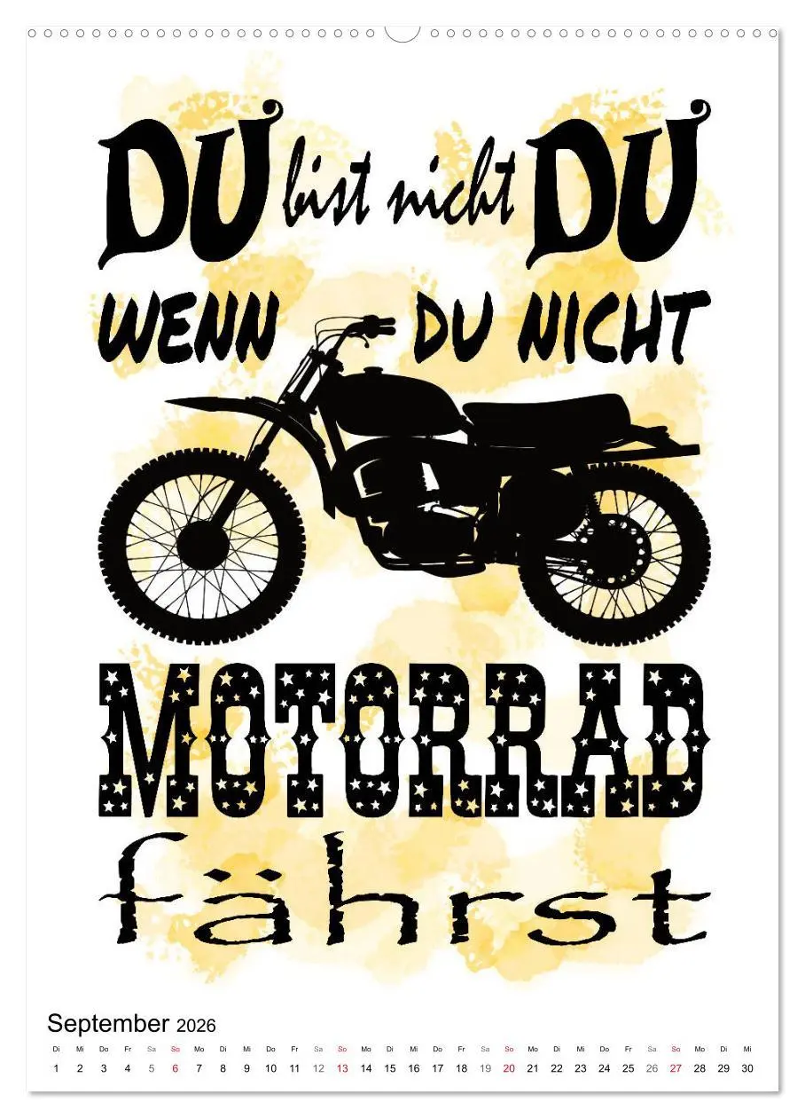 Bild: 9783516375312 | Biker-Sprüche (Wandkalender 2026 DIN A2 hoch), CALVENDO Monatskalender