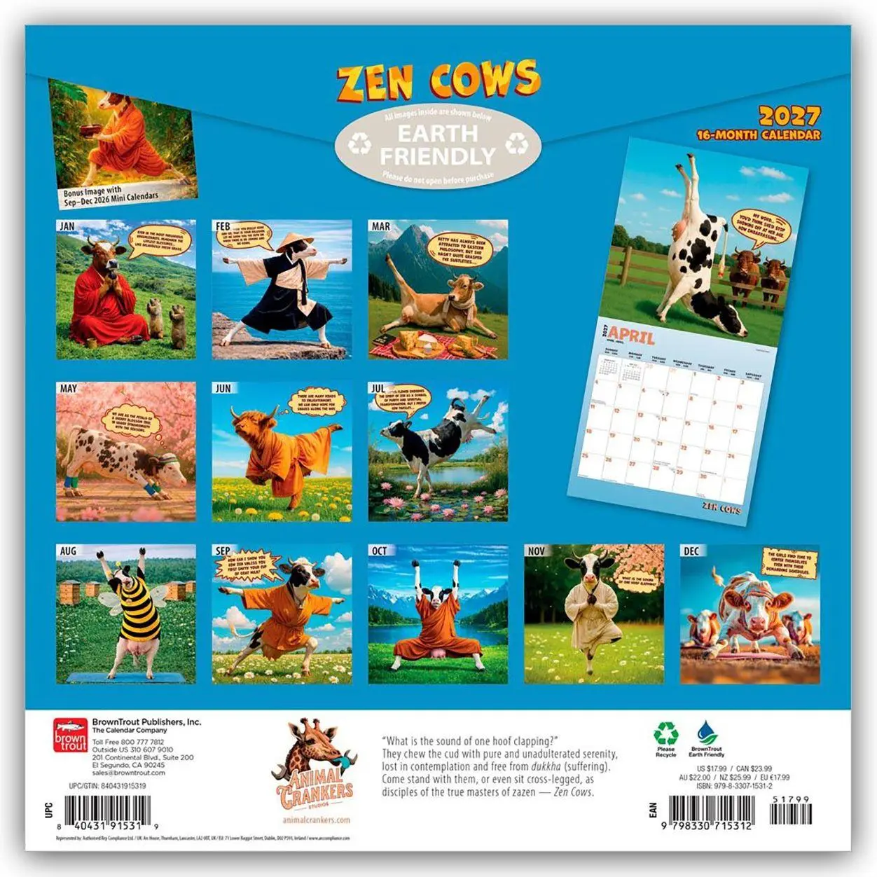 Rückseite: 9798330715312 | Zen Cows - Zen Kühe 2027 - 16-Monatskalender | Browntrout Publishers