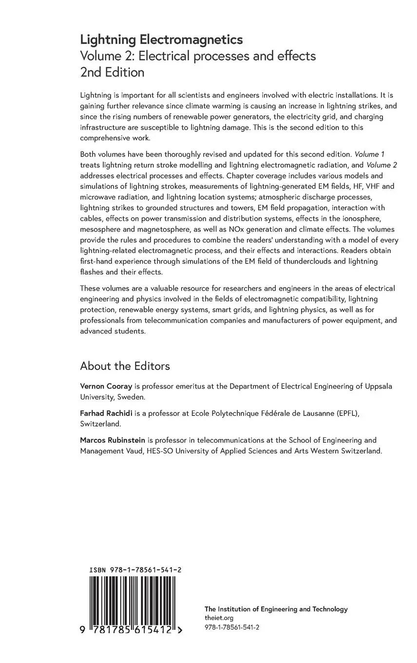 Rückseite: 9781785615412 | Lightning Electromagnetics | Electrical Processes and Effects | Buch