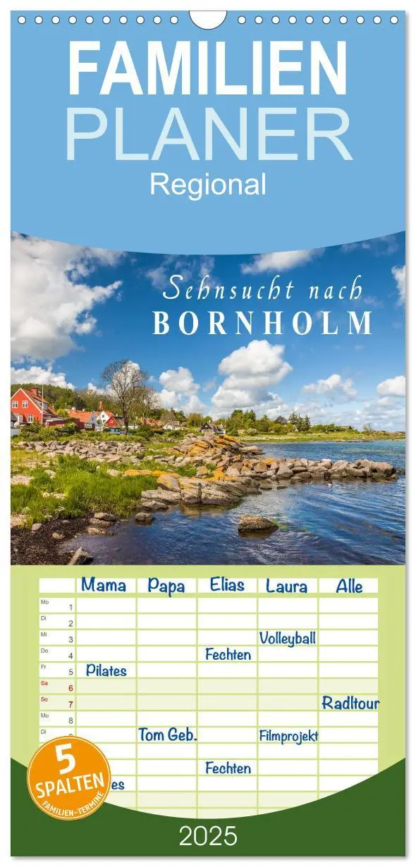 Cover: 9783457105412 | Familienplaner 2025 - Sehnsucht nach Bornholm mit 5 Spalten...