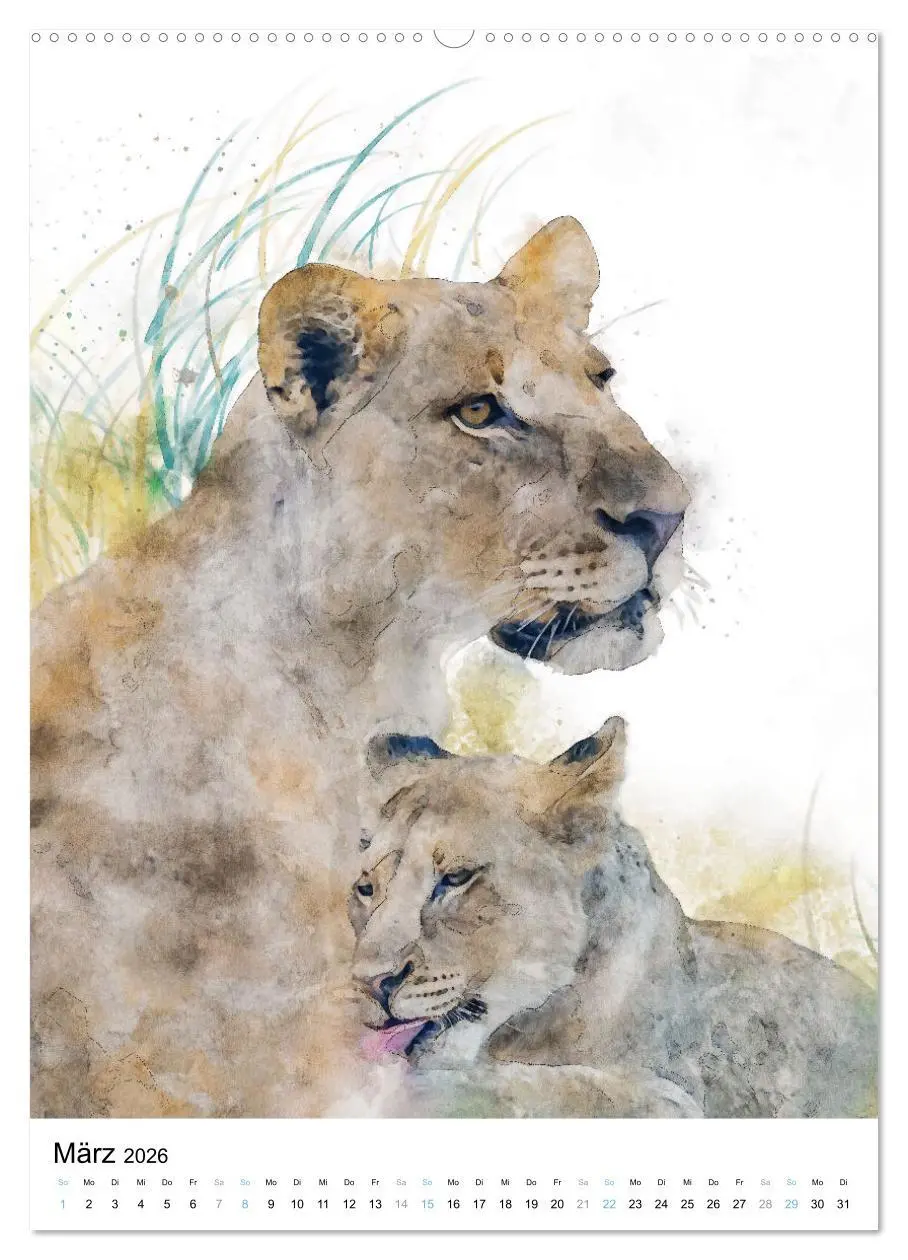 Bild: 9783516365412 | Afrikas Tierwelt - wie gemalt (Wandkalender 2026 DIN A2 hoch),...