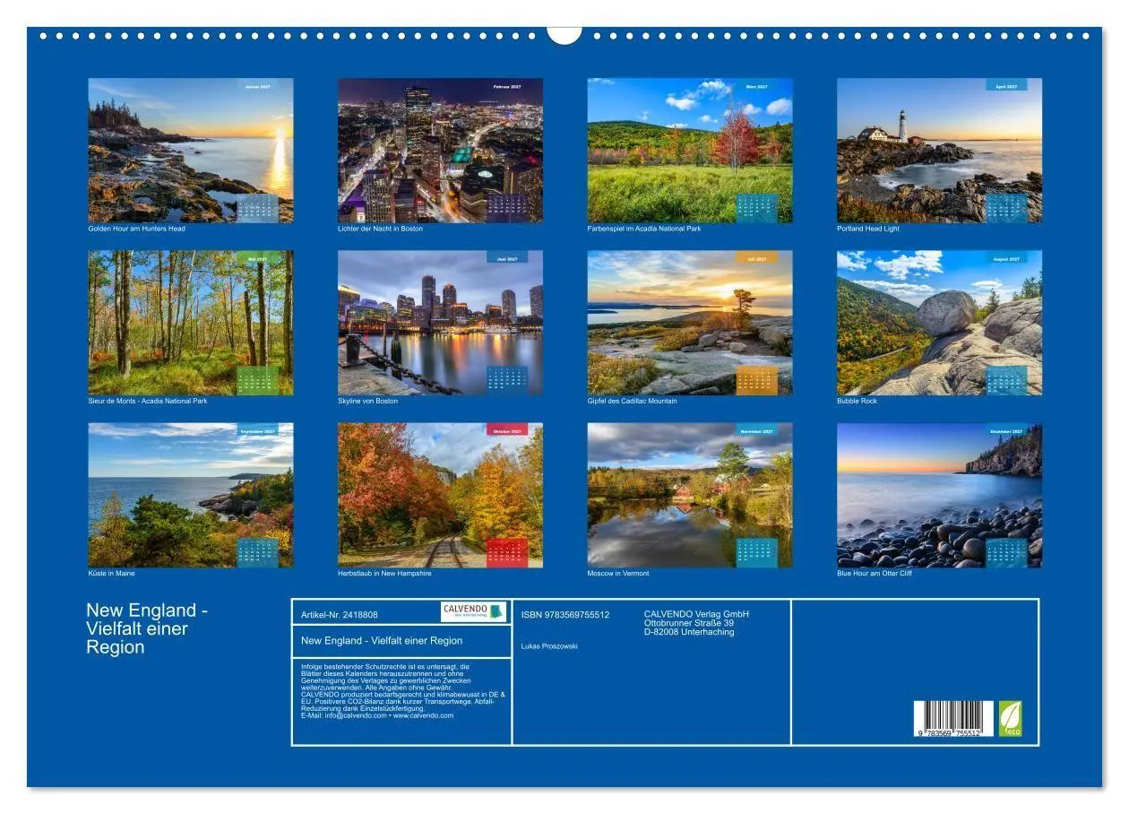 Bild: 9783569755512 | New England - Vielfalt einer Region (Wandkalender 2027 DIN A2...