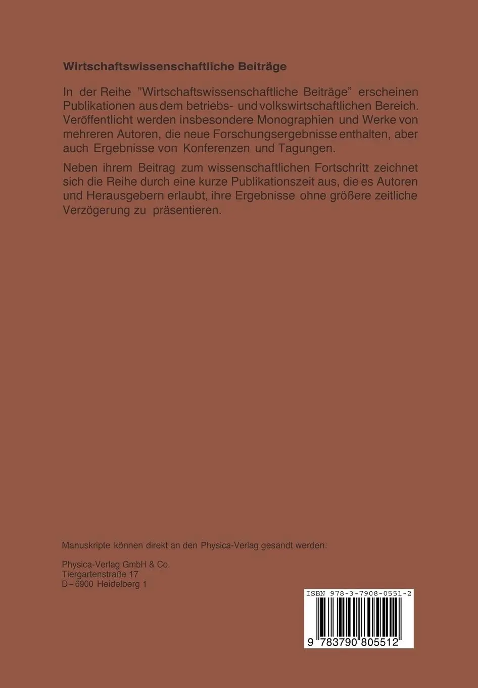 Rückseite: 9783790805512 | Arbitrage und die Bewertung von Zinssatzoptionen | Klaus Sandmann
