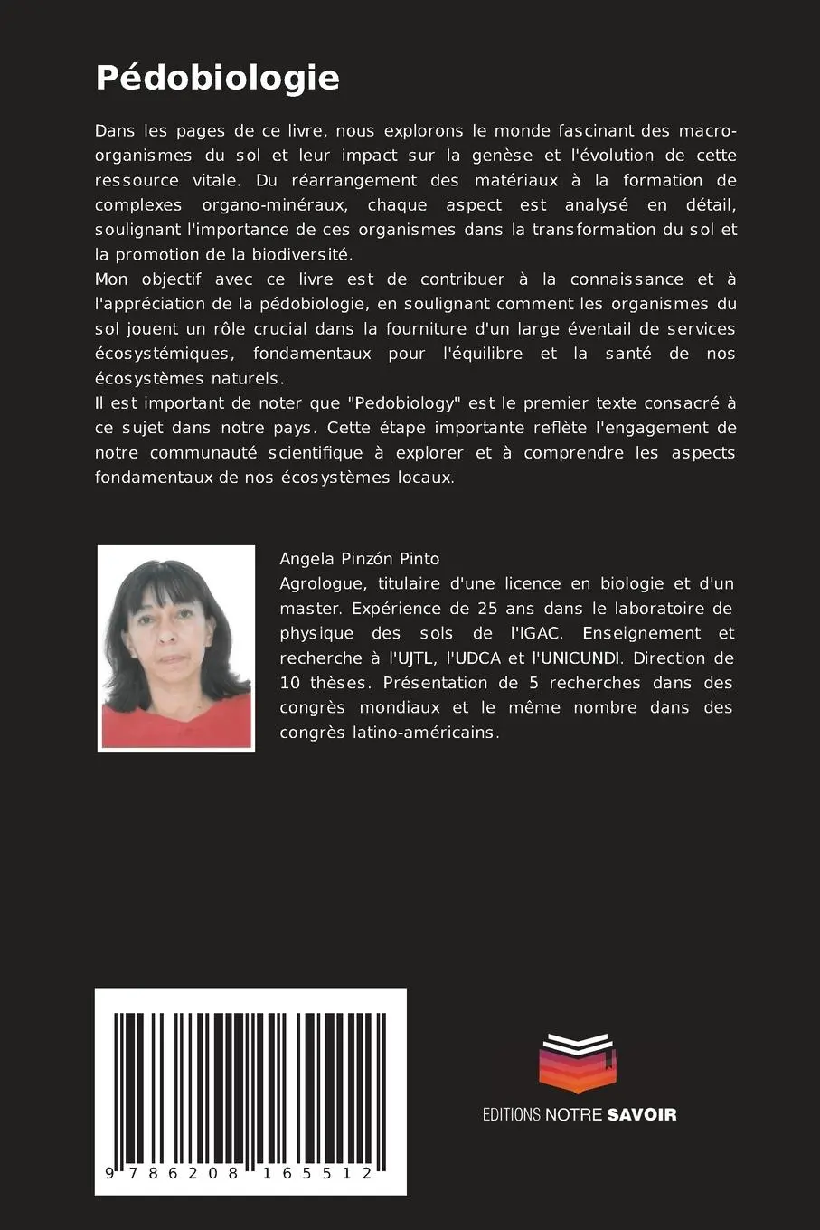 Rückseite: 9786208165512 | Pédobiologie | Première édition | Angela Pinzon Pinto | Taschenbuch