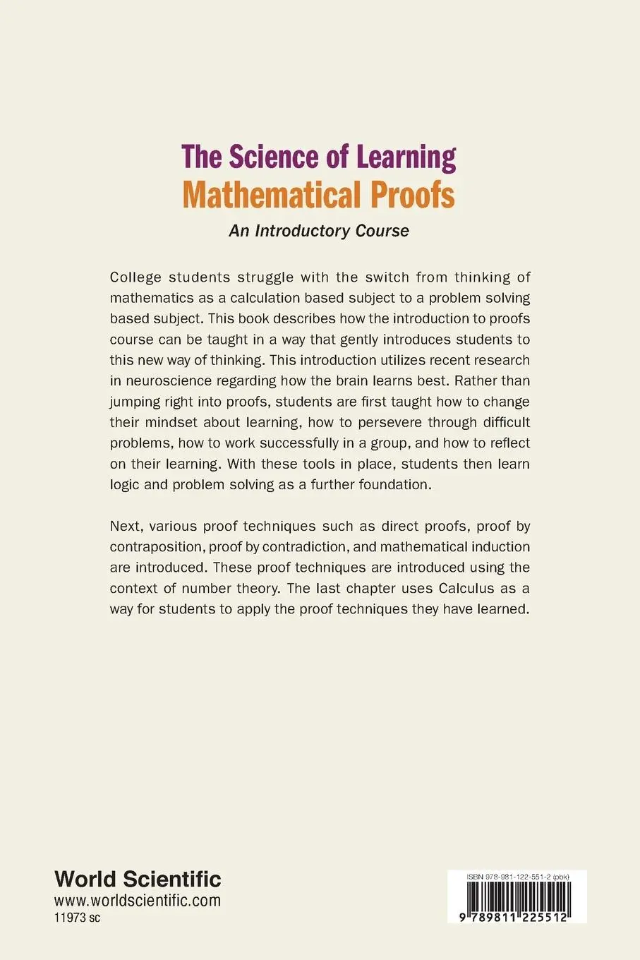Rückseite: 9789811225512 | SCIENCE OF LEARNING MATHEMATICAL PROOFS, THE | Elana Reiser | Buch
