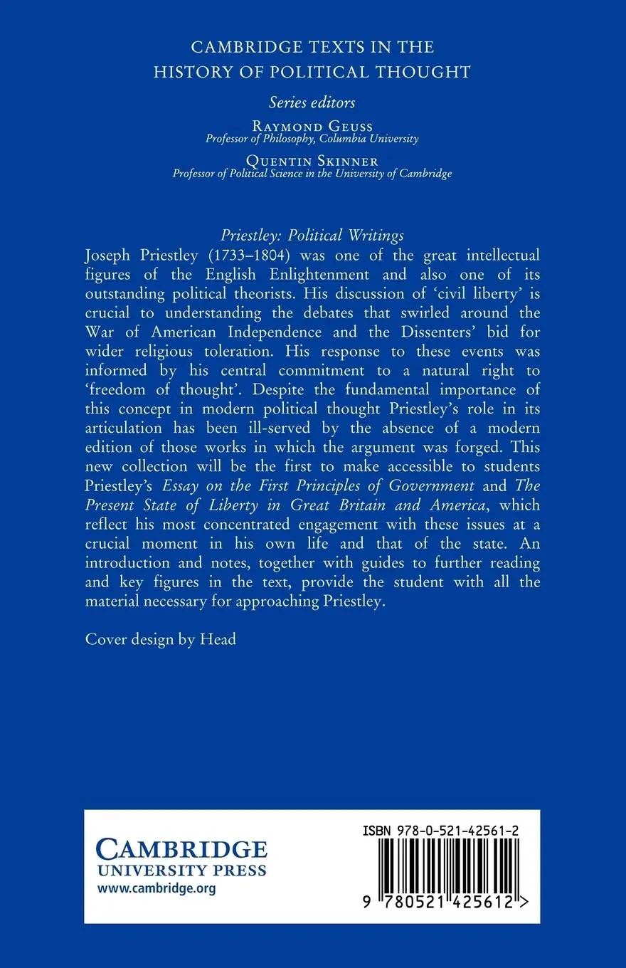 Rückseite: 9780521425612 | Priestley | Political Writings | Joseph Priestley (u. a.) | Buch