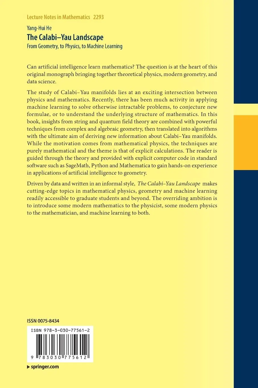Rückseite: 9783030775612 | The Calabi-Yau Landscape | Yang-Hui He | Taschenbuch | xvii | Englisch