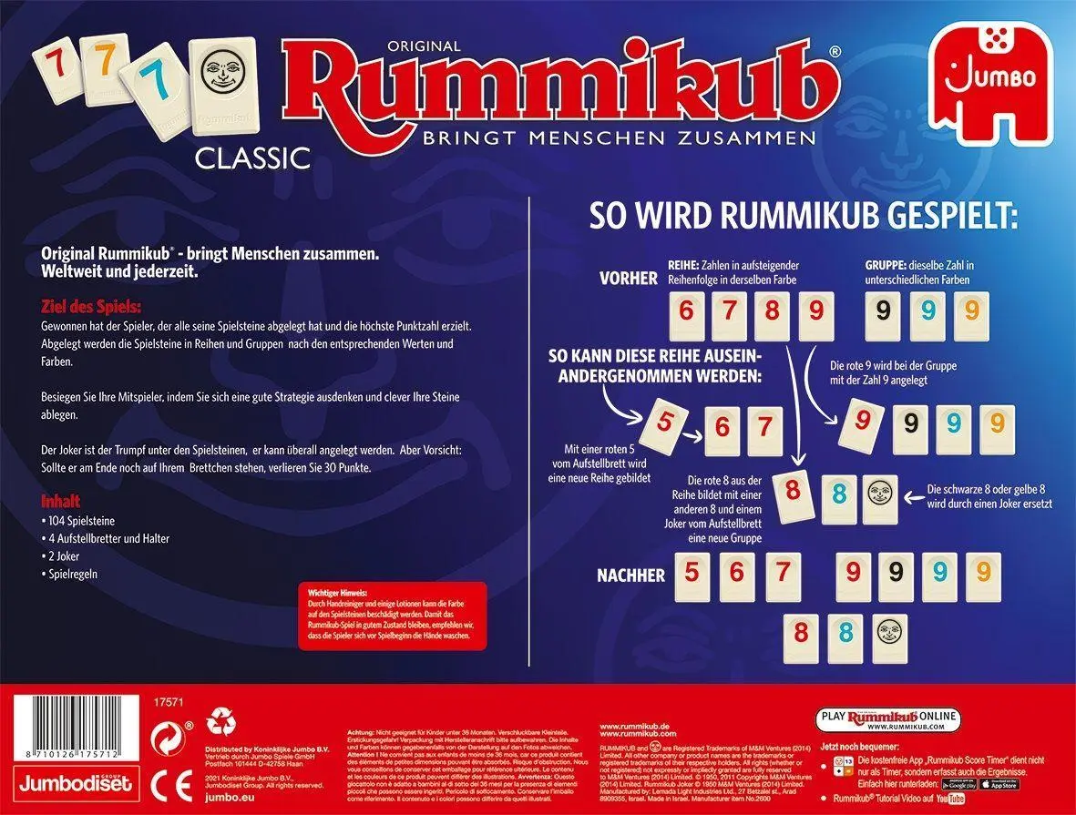 Bild: 8710126175712 | Original Rummikub Classic | Spiel | 17571 | Deutsch | 2001