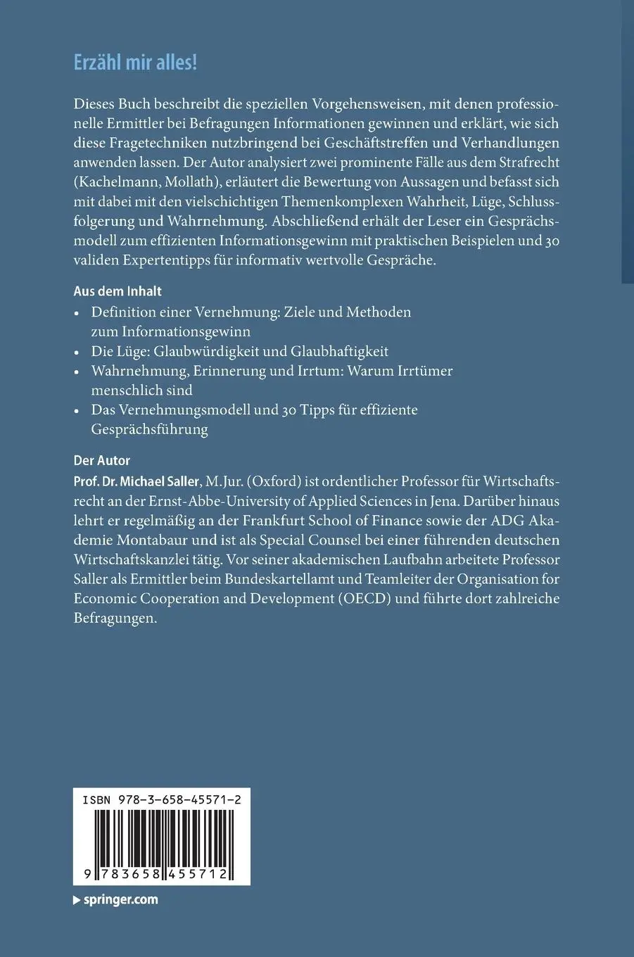 Rückseite: 9783658455712 | Erzähl mir alles! | Michael Saller | Buch | xii | Deutsch | 2024