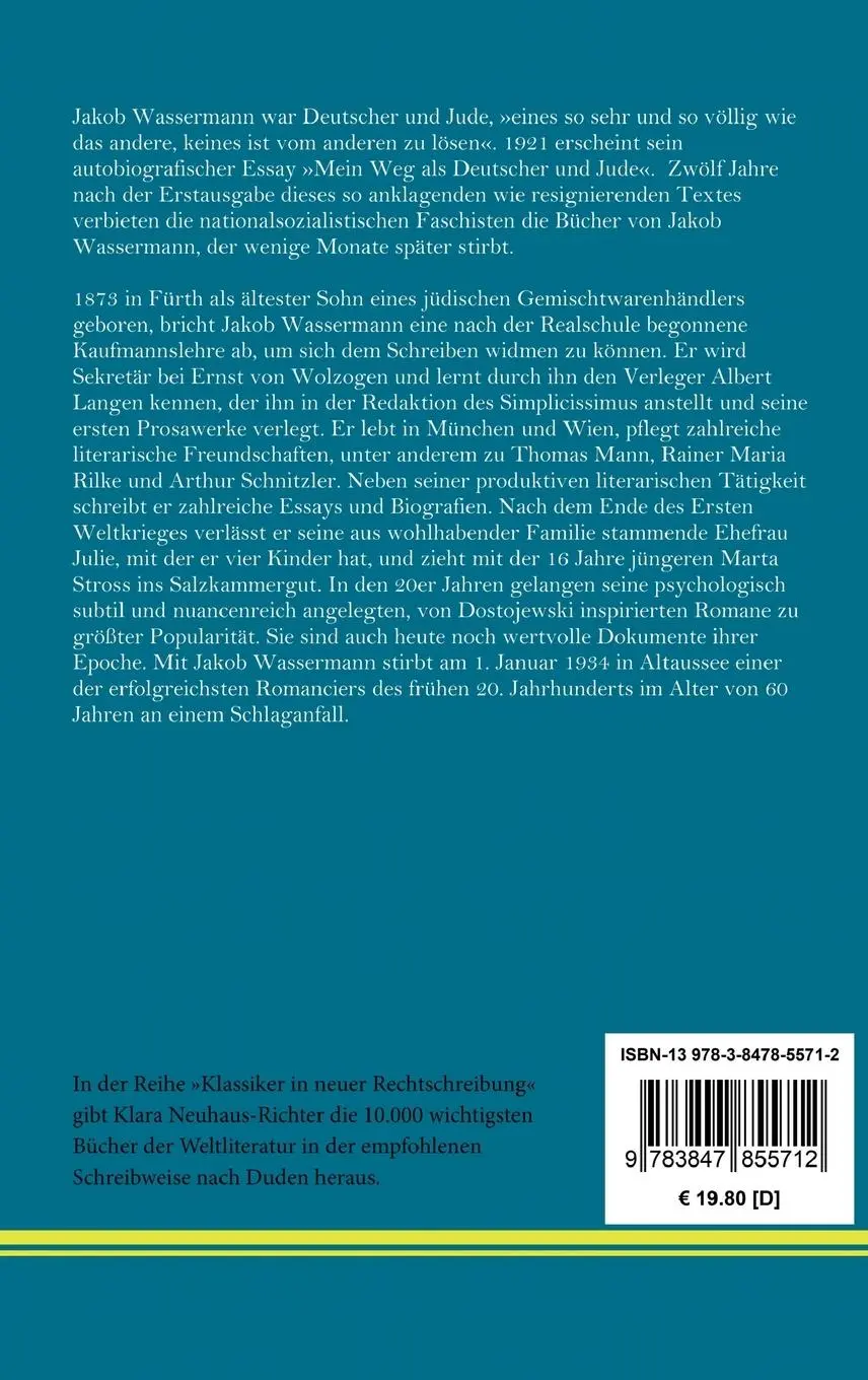Rückseite: 9783847855712 | Mein Weg als Deutscher und Jude | Jakob Wassermann | Buch | 100 S.
