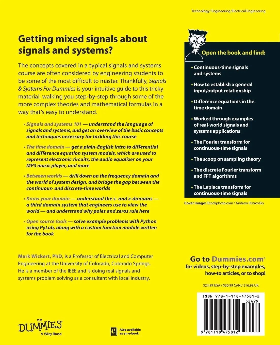 Rückseite: 9781118475812 | Signals and Systems for Dummies | Mark Wickert | Taschenbuch | 365 S.