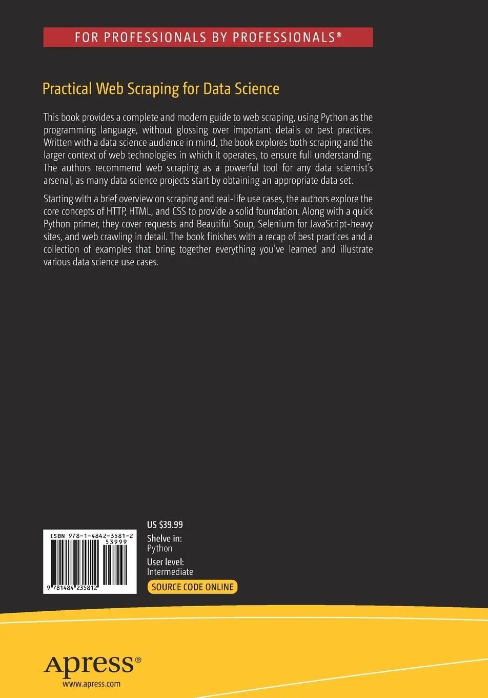 Rückseite: 9781484235812 | Practical Web Scraping for Data Science | Bart Baesens (u. a.) | Buch