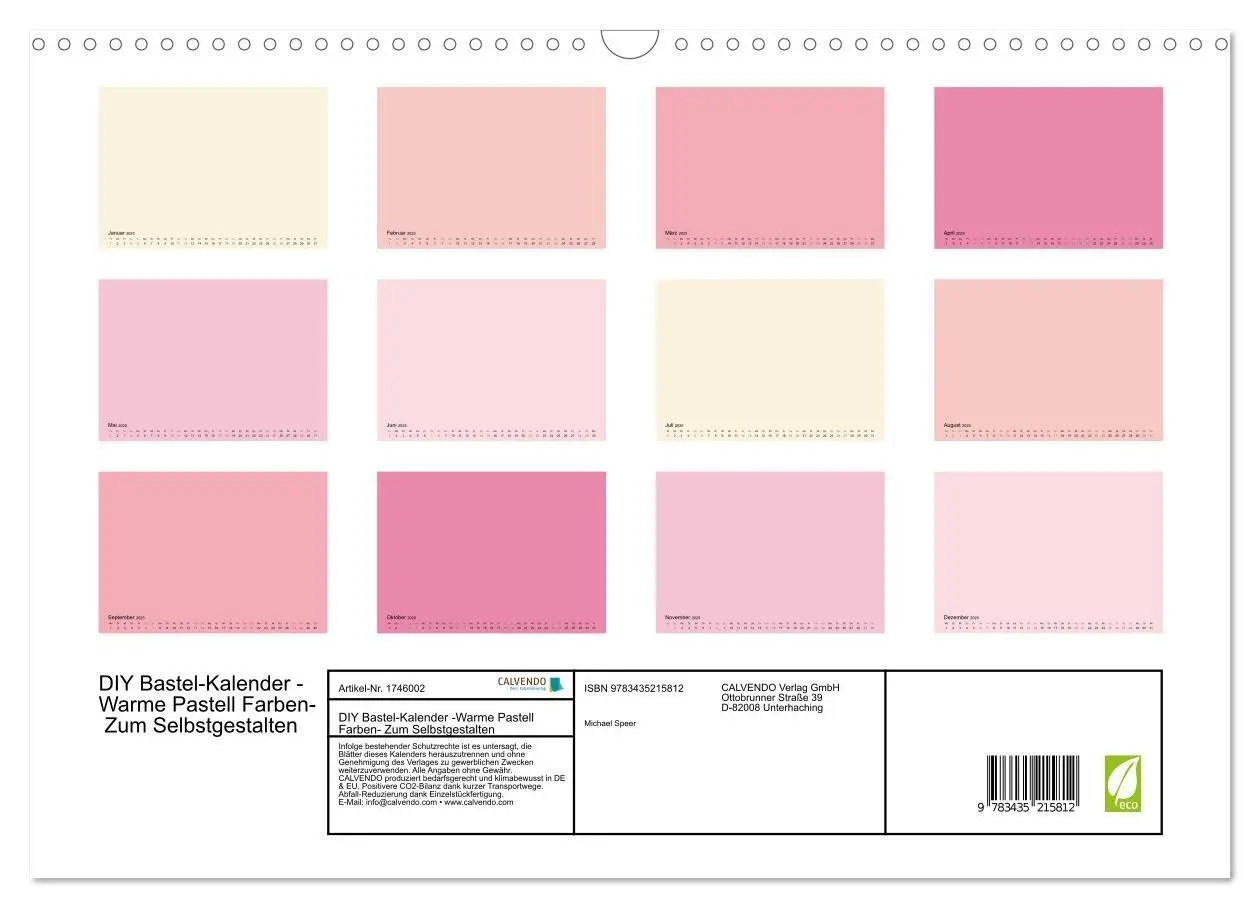 Bild: 9783435215812 | DIY Bastel-Kalender -Warme Pastell Farben- Zum Selbstgestalten...