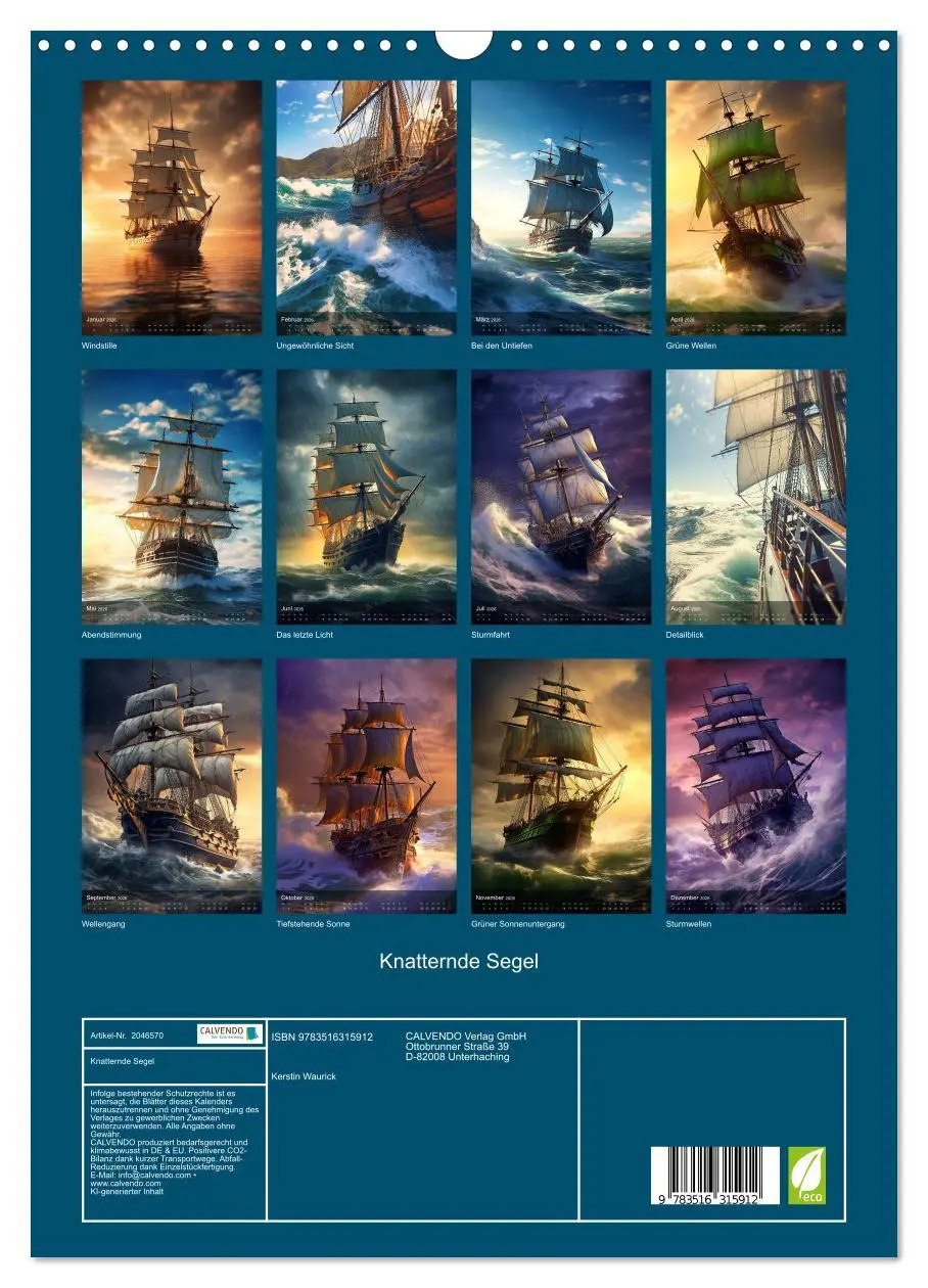 Bild: 9783516315912 | Knatternde Segel (Wandkalender 2026 DIN A3 hoch), CALVENDO...