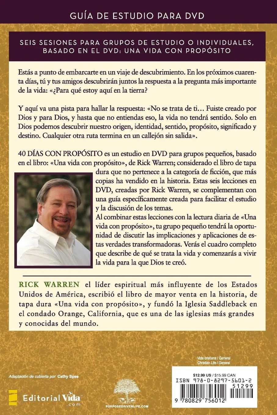 Rückseite: 9780829756012 | 40 Dias Con Proposito | Rick Warren | Taschenbuch | Spanisch | 2008