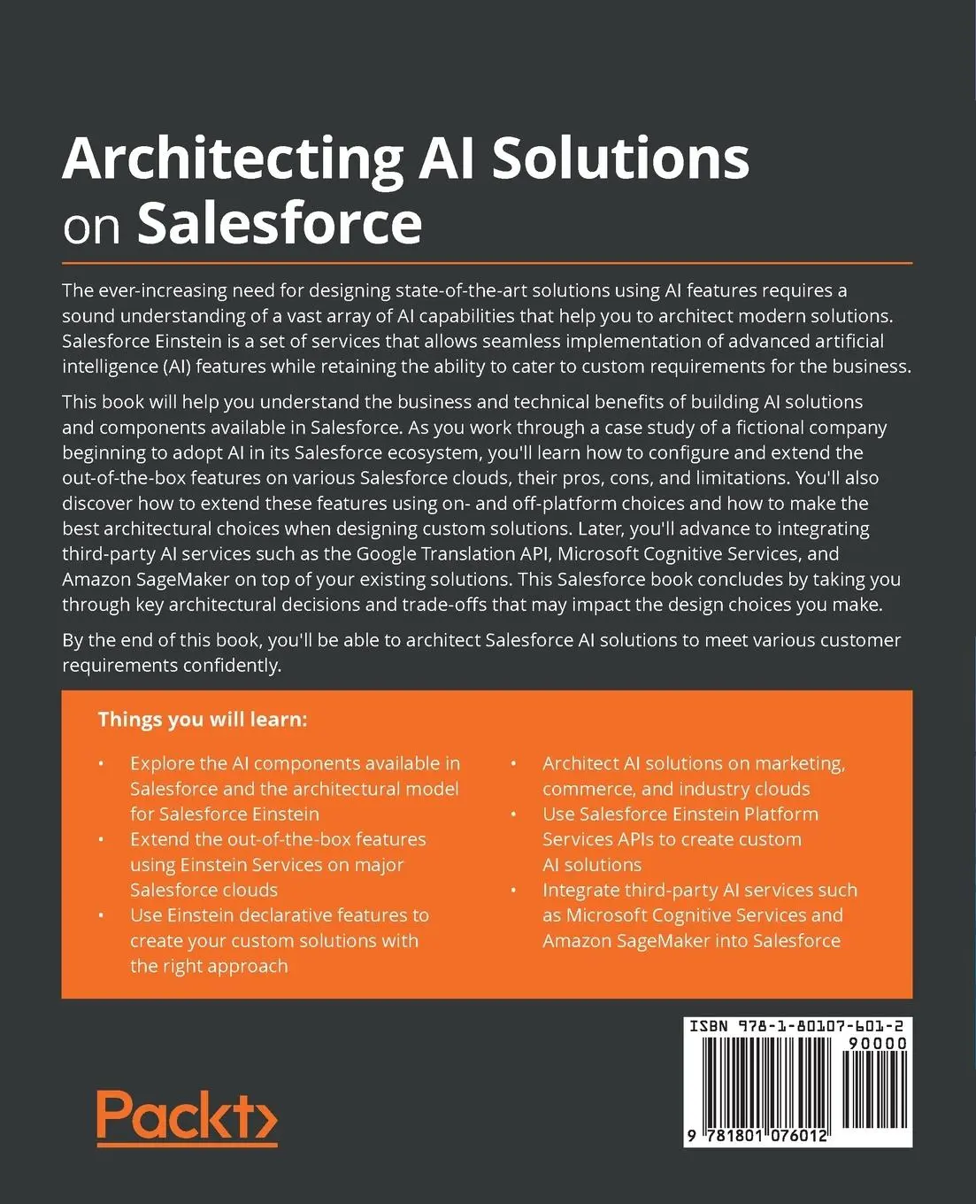 Rückseite: 9781801076012 | Architecting AI Solutions on Salesforce | Lars Malmqvist | Taschenbuch