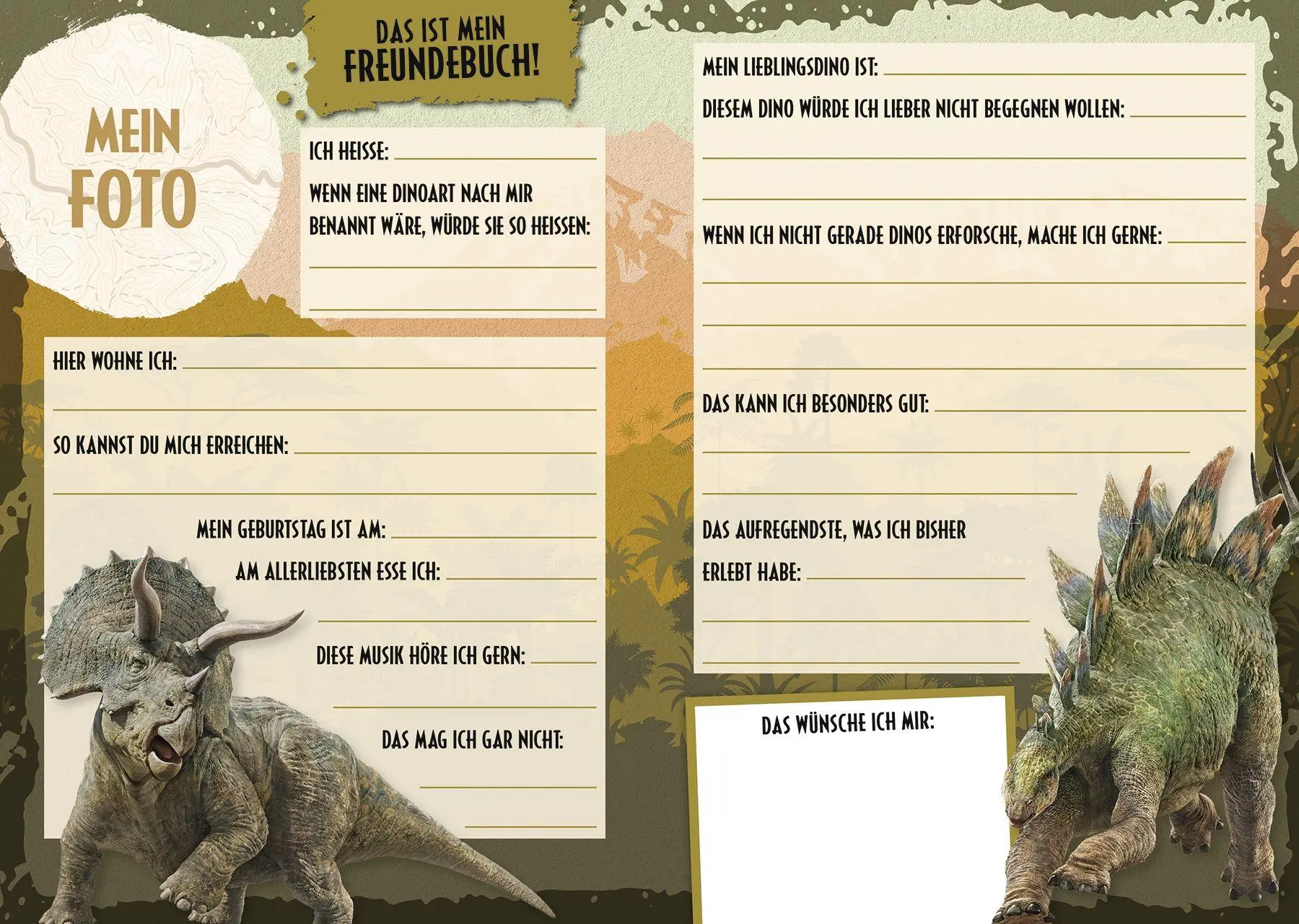 Bild: 9783833246012 | Jurassic World: Freundebuch | Freundebuch | Panini | Buch | 64 S.
