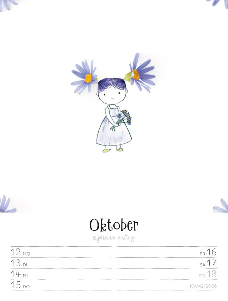 Bild: 9783838436012 | Little Dreams Wochenplaner Kalender 2026 | Jesuso Ortiz (u. a.) | 2026