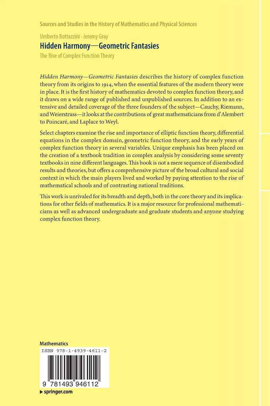 Rückseite: 9781493946112 | Hidden Harmony-Geometric Fantasies | Umberto Bottazzini (u. a.) | Buch